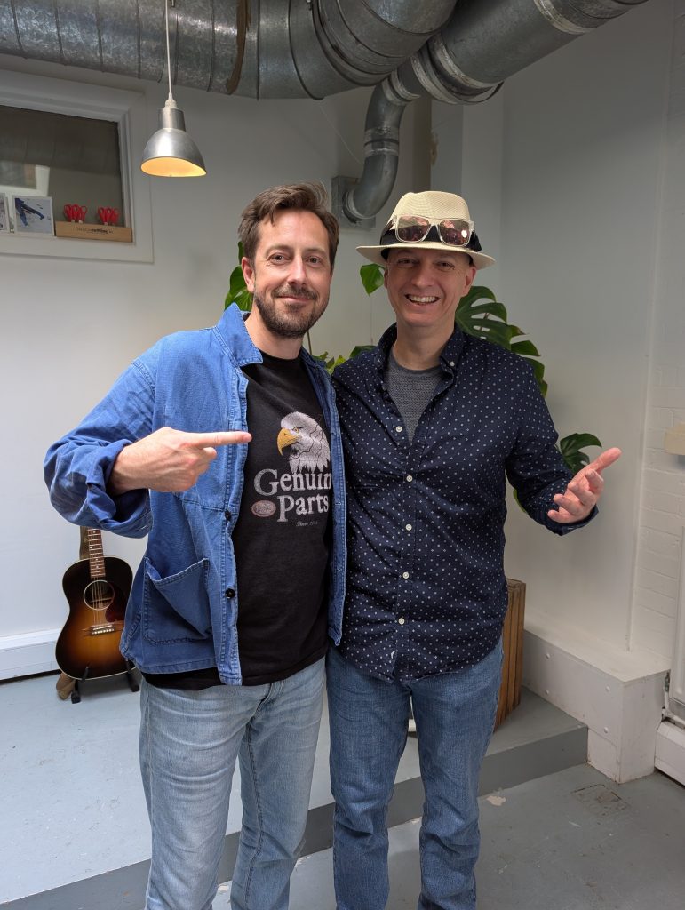 Sam Marlow with singing student in the studio