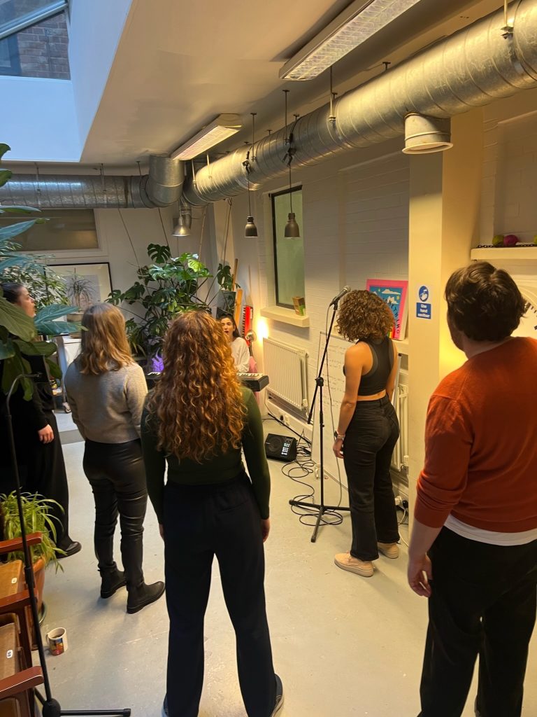 Group singing lesson at the studio